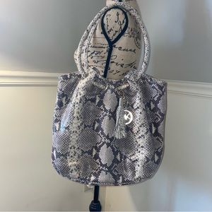 MICHAEL KORS Python Embossed Leather Ring Handle Large Shopper NEW!